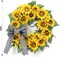 18" Artificial Sunflower Wreath for Front Door – Summer Farmhouse Wreath with Ribbon and Sunflowers for Porch, Window, or Home Decor